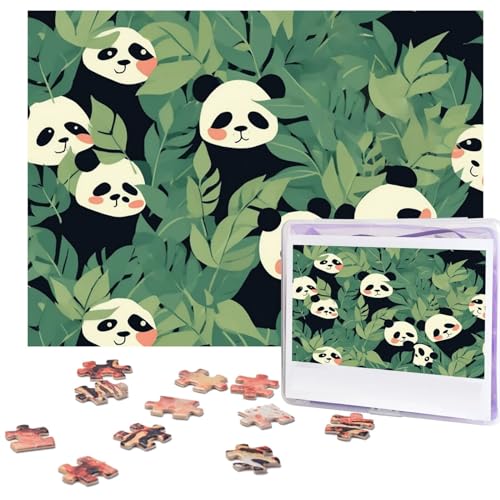 500-teiliges Puzzle für Erwachsene, personalisiertes Bildpuzzle, Blätter, Panda, individuelles Holzpuzzle für Familie, Geburtstag, Hochzeit, Spielabende, Geschenke, 51,8 x 38,1 cm von NONHAI