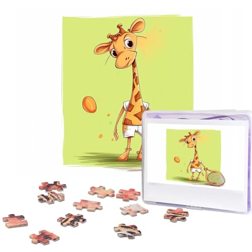 500-teiliges Puzzle für Erwachsene, personalisiertes Bildpuzzle, Giraffe, spielt Tennis, individuelles Holzpuzzle für Familie, Geburtstag, Hochzeit, Spielabende, Geschenke, 51,8 x 38,1 cm von NONHAI
