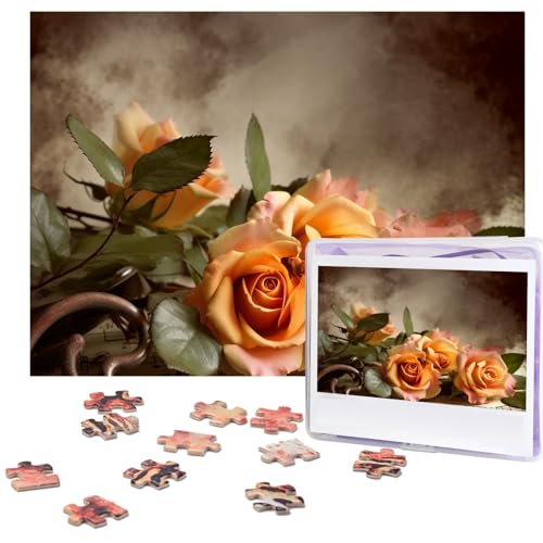 500-teiliges Puzzle für Erwachsene, personalisiertes Bildpuzzle, Musik, Rosen, romantisch, individuelles Holzpuzzle für Familie, Geburtstag, Hochzeit, Spielabende, Geschenke, 51,8 x 38,1 cm von NONHAI