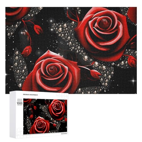 Puzzle mit roten Rosen und Sternen für Damen und Herren, 1000 Teile, Puzzle für Erwachsene, herausforderndes Puzzle für Familie, Hochzeitsgeschenk Puzzle mit roten Rosen und Sternen für Damen und Herren, 1000 Teile, Puzzle für Erwachsene, herausforderndes Puzzle für Familie, Hochzeitsgeschenk von NONHAI