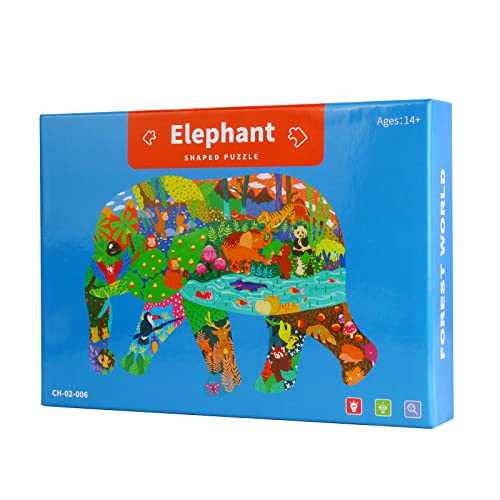 NOOLY 200 Stück Tierpuzzle für Kinder, Früherziehung Puzzle Lernspielzeug für Kinder Erwachsene Ab 3 + Jahren YXPT-01 (Elefant) von NOOLY