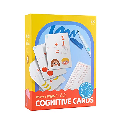 NOOLY 28 Stück Lernkarten kognitive Flashcard für Vorschulerziehung für 3 4 5 6+ Jährige Jungen Mädchen RZKP-01 (Addition und Subtraktion) von NOOLY