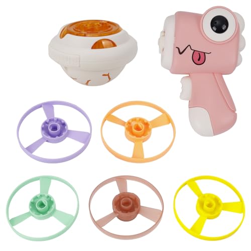 NOOLY Flying Disc Launcher Spielzeug, Fliegende Untertasse Spielzeug Für Kinder Für 3+ Jahre Alte Jungen Und Mädchen FGFD-01 (Rosa) von NOOLY