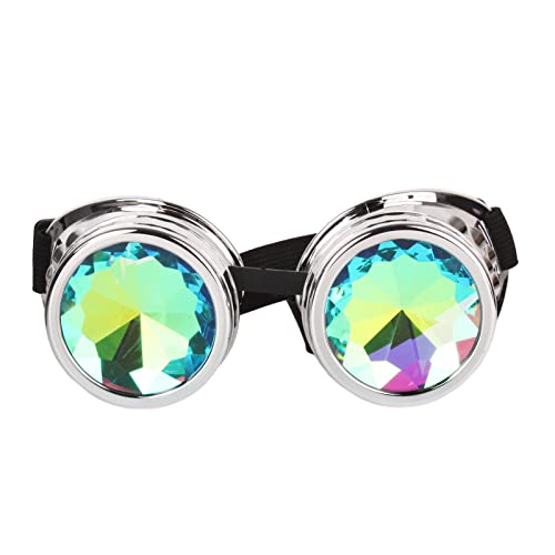 NOOLY Kaleidoskop Brille, Steampunk Goggles Für Halloween Cosplay Party WHTYJ-01 (Helles Silber) von NOOLY