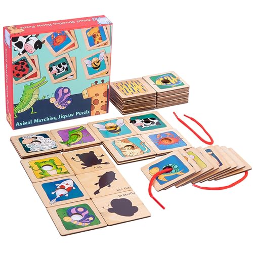 NOOLY Passendes Puzzle Holz, Fädelspielzeug für 3+ Jahre alte Jungen und Mädchen DWPD-02 von NOOLY