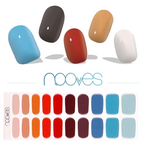 NOOVES Melody Gelfolien für Nägel, mehrfarbig, 20 Stück, halbgehärtet, selbstklebend, inkl. Feile und Orangenstab, vegan von NOOVES