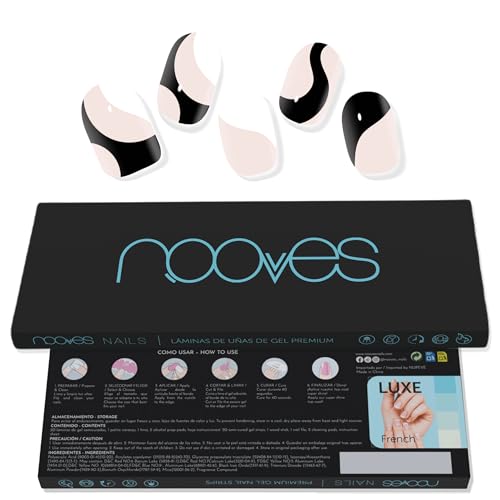 NOOVES - Gelfolien für Nägel | White Cow - Art Design | 20 Stück, halb-gehärtete Premium-Gelnägel, Nagelaufkleber, Gel-Nagelaufkleber, inklusive 1 Nagelfeile und 1 Orangenstab, vegan von NOOVES