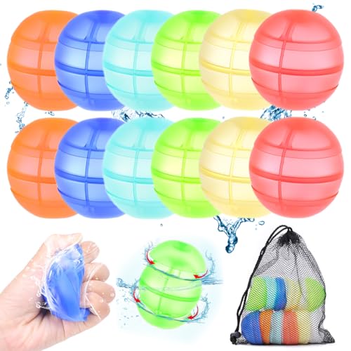 NOPKESV 12 Stück Wiederverwendbare Wasserbomben mit Netzbeutel Selbstschließend Wasserspielzeug Kinder Outdoor Spielzeug Junge Magic Splashy Balls Pool Spielzeug NOPKESV 12 Stück Wiederverwendbare Wasserbomben mit Netzbeutel Selbstschließend Wasserspielzeug Kinder Outdoor Spielzeug Junge Magic Splashy Balls Pool Spielzeug von NOPKESV