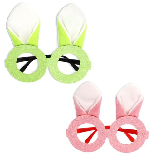 NOPKESV 2 Paar Hippie Brille Hasenbrille Sonnenbrille Partybrillen Ostergläser Karneval(rosa/grün) von NOPKESV