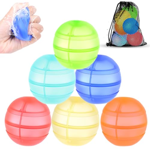 NOPKESV 6 Stück Selbstschließend Wasserspielzeug Wiederverwendbare Wasserbomben mit Netzbeutel Kinder Outdoor Spielzeug Junge Magic Splashy Balls Pool Spielzeug NOPKESV 6 Stück Selbstschließend Wasserspielzeug Wiederverwendbare Wasserbomben mit Netzbeutel Kinder Outdoor Spielzeug Junge Magic Splashy Balls Pool Spielzeug von NOPKESV