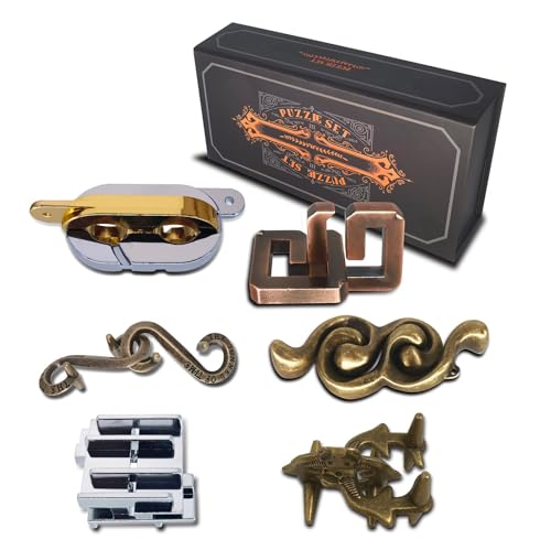 NORDISTRICT 6 Stück Metallpuzzle 3D Gehirntrainer-Puzzle für Erwachsene und Jugendliche, äußerst schwierige Metall-Geduldsspiele,(Metallpuzzle) von NORDISTRICT
