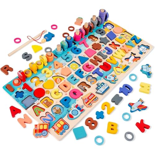 Montessori Spiel für Kinder 3 4 5 Jahre – Alphabet-Puzzle aus Holz, Lernspielzeug zum Lesen und Schreiben, Feinmotorik, Angelspiel und Sortierung, Kindergarten, Geschenk für Mädchen und Jungen Montessori Spiel für Kinder 3 4 5 Jahre – Alphabet-Puzzle aus Holz, Lernspielzeug zum Lesen und Schreiben, Feinmotorik, Angelspiel und Sortierung, Kindergarten, Geschenk für Mädchen und Jungen von NOREO