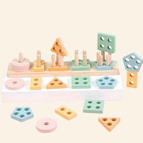 NOREO Montessori Spielzeug aus Holz – Stapeln und Sortieren von Formen, Pastellfarben, für Babys 12-18 Monate – fördert die Feinmotorik, pädagogisches Geschenk für Kinder 1-2-3 Jahre (Mädchen & Junge) NOREO Montessori Spielzeug aus Holz – Stapeln und Sortieren von Formen, Pastellfarben, für Babys 12-18 Monate – fördert die Feinmotorik, pädagogisches Geschenk für Kinder 1-2-3 Jahre (Mädchen & Junge) von NOREO