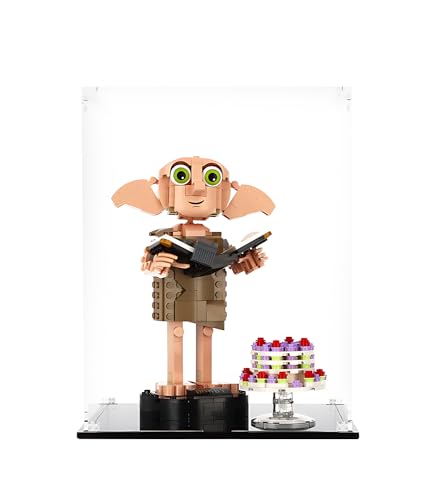 NOVDA Acryl-Vitrine für Lego Dobby The House-Elf 76421, staubdichte Display-Box für Lego 76421, Größe: 20x20x25 cm (Modell Nicht im Lieferumfang enthalten) von NOVDA