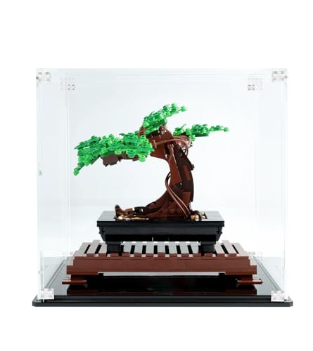 NOVDA Acryl-Vitrine für Lego Icons Bonsai-Baum 10281, staubdichte Vitrine für Lego 10281, Größe: 25 x 25 x 25 cm (Modell Nicht im Lieferumfang enthalten) von NOVDA