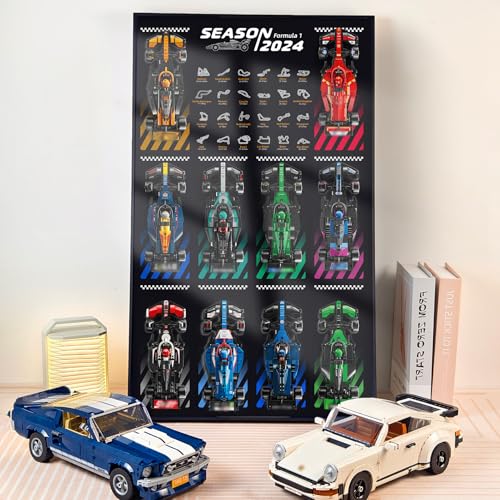 NOVDA Display-Wandtafel für Lego Speed Champions 10-in-1 F1 Car 77242-77251,75x45cm Display-Tafel für Lego 66802 Auto-Wandhalterung (Modelle Nicht enthalten) von NOVDA