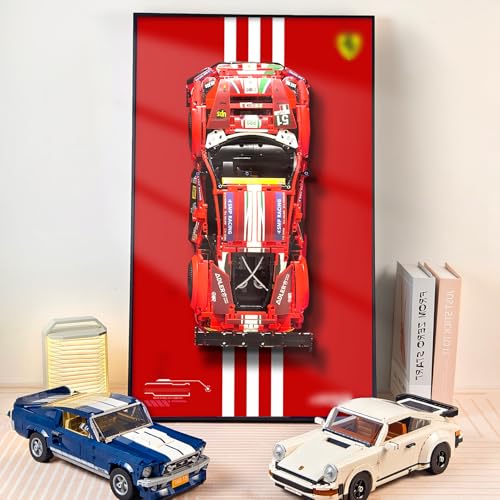 NOVDA Display-Wandtafel für Lego Technic Ferrari 488 GTE AF Corse # 51,75x45cm Display-Tafel für Lego 42125 Auto-Wandhalterung(Ohne Modell) von NOVDA