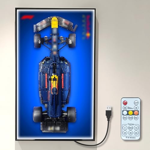 NOVDA Display Wandtafel für Lego Technic Oracle Red Bull Racing 20 F1 Rennwagen, 42206 Mit LED Rahmen Präsentationswand für Formel 1 Auto Wandhalterung 75 * 45CM （ Fernbedienung und Rahmen ） von NOVDA