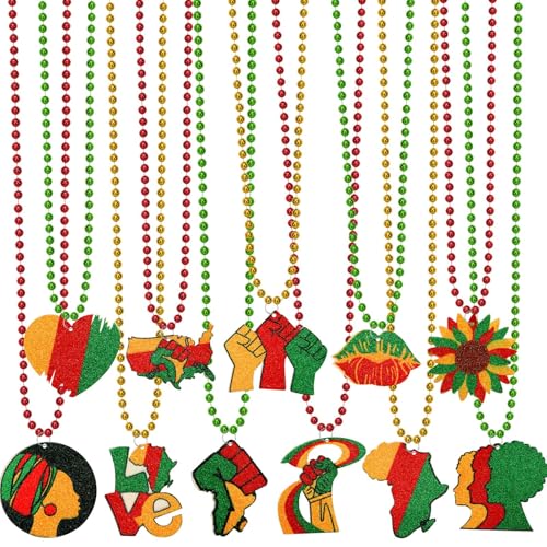 NOVWANG 21 x schwarze Geschichte Monat, Partygeschenke, Perlenketten, metallische Perlen, Halsketten für afrikanische amerikanische schwarze Geschichte, Monat, Partygeschenke, Dekorationen, Zubehör NOVWANG 21 x schwarze Geschichte Monat, Partygeschenke, Perlenketten, metallische Perlen, Halsketten für afrikanische amerikanische schwarze Geschichte, Monat, Partygeschenke, Dekorationen, Zubehör von NOVWANG