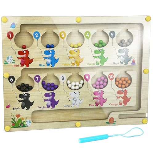 Farben Lernen Sortierspiel Montessori-Spielzeug, Klein-Dinosaurier Magnetische Farbe Perlen Labyrinth Holzspielzeug Magnet Puzzle Board Vorschule Lernen Aktivitäten Feinmotorik Spielzeug für 3+ Jahre Farben Lernen Sortierspiel Montessori-Spielzeug, Klein-Dinosaurier Magnetische Farbe Perlen Labyrinth Holzspielzeug Magnet Puzzle Board Vorschule Lernen Aktivitäten Feinmotorik Spielzeug für 3+ Jahre von NOZVYCI