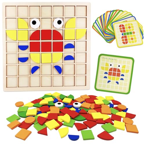 NOZVYCI Tangram Kinder, 120pcs Mosaik-Puzzle Montessori Spielzeug ab 3 4 5 6 Jahre Lernspiele Kinder Holzpuzzles mit Holz klötzen Geschenke für Jungen und Mädchen 3+ NOZVYCI Tangram Kinder, 120pcs Mosaik-Puzzle Montessori Spielzeug ab 3 4 5 6 Jahre Lernspiele Kinder Holzpuzzles mit Holz klötzen Geschenke für Jungen und Mädchen 3+ von NOZVYCI