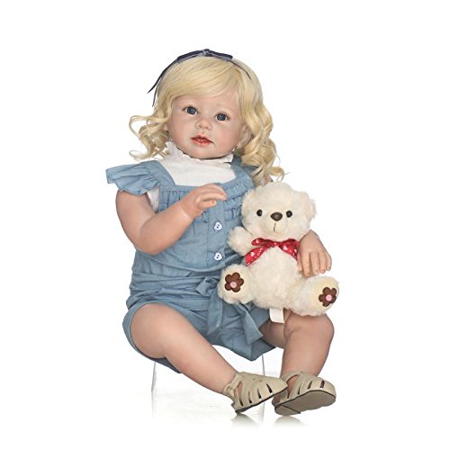 NPK collection 70 cm handgefertigte lebensechte Reborn Kleinkind Baby Fashion Puppe Real Touch Silikon Reborn Girl Blonde Haar Puppe Kinder Kleidung Modell von NPK collection