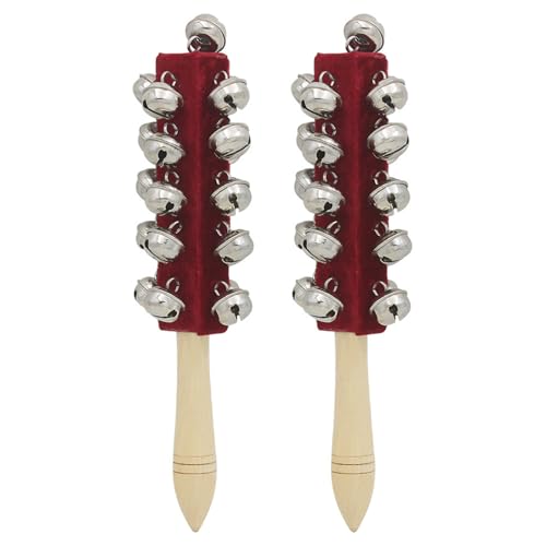 2 x Musik-Percussion-Glocken, Holzgriff, Schlittenglocken, Weihnachts-Handglocken, 21 Glocken, Percussion-Instrumente, Weihnachts-Handglocken 2 x Musik-Percussion-Glocken, Holzgriff, Schlittenglocken, Weihnachts-Handglocken, 21 Glocken, Percussion-Instrumente, Weihnachts-Handglocken von NPXUAMTJ