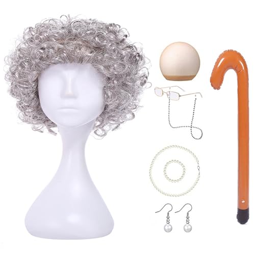 NPXUAMTJ 100 Days Of School Old Lady Kostüm Set Halloween Oma Kostüm Set Oma Brille Halskette Ohrringe für Mädchen Kinder NPXUAMTJ 100 Days Of School Old Lady Kostüm Set Halloween Oma Kostüm Set Oma Brille Halskette Ohrringe für Mädchen Kinder von NPXUAMTJ