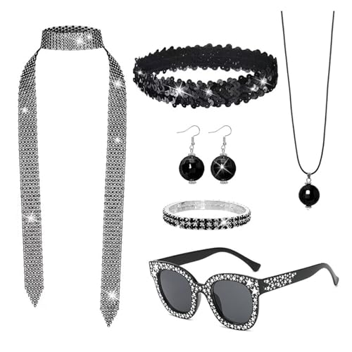 NPXUAMTJ 1950er 1960er 1970er 80er Jahre Damen Discos Kostüm Set Lady Discos Zubehör Ohrringe Sonnenbrille Pailletten Stirnband Neacklace Disco Kostüme NPXUAMTJ 1950er 1960er 1970er 80er Jahre Damen Discos Kostüm Set Lady Discos Zubehör Ohrringe Sonnenbrille Pailletten Stirnband Neacklace Disco Kostüme von NPXUAMTJ