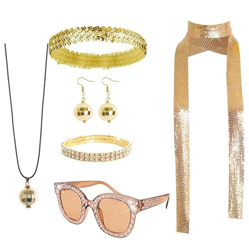 NPXUAMTJ 1950er 1960er 1970er 80er Jahre Damen Discos Kostüm Set Lady Discos Zubehör Ohrringe Sonnenbrille Pailletten Stirnband Neacklace Disco Kostüme NPXUAMTJ 1950er 1960er 1970er 80er Jahre Damen Discos Kostüm Set Lady Discos Zubehör Ohrringe Sonnenbrille Pailletten Stirnband Neacklace Disco Kostüme von NPXUAMTJ