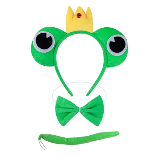 NPXUAMTJ 2/3pcs Frogs Kostümzubehör Set Frogs Ohren Stirnband Heckbarmis Halloween Weihnachtstiere Cosplay Kostüme Für Kinder Cosplay Kostüm von NPXUAMTJ