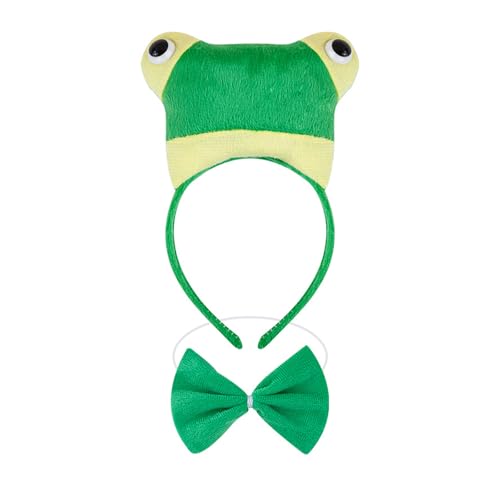 NPXUAMTJ 2/3pcs Frogs Kostümzubehör Set Frogs Ohren Stirnband Heckbarmis Halloween Weihnachtstiere Cosplay Kostüme Für Kinder Cosplay Kostüm von NPXUAMTJ
