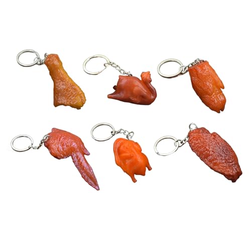 NPXUAMTJ 6 PCs Hühnerflügel Anhänger Schlüsselinhaber Simulation Food Schlüsselkette Geschenk Schlüsselanhänger Autoschlüsselringe Rucksack Hängende Ornamente von NPXUAMTJ