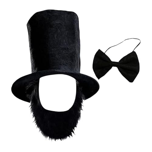 NPXUAMTJ Abrahams Lincolns Kostümzubehör, Bart, Schnurrbart, Zylinderhut, Krawatte, Präsidententententag, Kostüm, Halloween, Cosplay, Kostüme, Präsidententententag NPXUAMTJ Abrahams Lincolns Kostümzubehör, Bart, Schnurrbart, Zylinderhut, Krawatte, Präsidententententag, Kostüm, Halloween, Cosplay, Kostüme, Präsidententententag von NPXUAMTJ