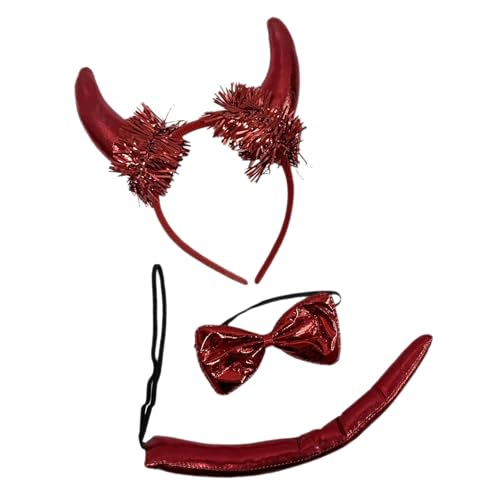 NPXUAMTJ Devil Horns Stirnbänder Bögen Krawatten Schwänze 3pcs Set Red Cosplay Dressing Accessoires Halloween Weihnachtsfeier Red Devil Kostümzubehör Accessoires NPXUAMTJ Devil Horns Stirnbänder Bögen Krawatten Schwänze 3pcs Set Red Cosplay Dressing Accessoires Halloween Weihnachtsfeier Red Devil Kostümzubehör Accessoires von NPXUAMTJ