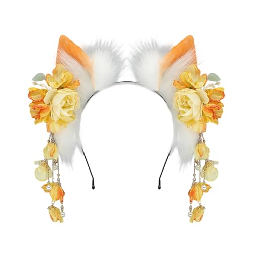 NPXUAMTJ Elastisches Stirnband Mit Weichen Katzen Wolf Ohren Für Anime Kostüm Anime Styling Haarzubehör Kombiniertes Haarband Passender Katzen Ohren Haarband von NPXUAMTJ