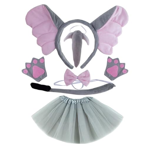 NPXUAMTJ Elefant Kostüm Set Elephant Ohrs Nasenschwanz Bowtie Ausgefallene Kostüm Zubehör Für Halloween Cosplays von NPXUAMTJ