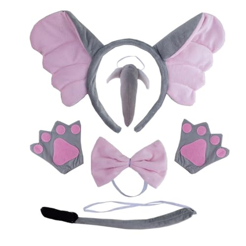 NPXUAMTJ Elefant Kostüm Set Elephant Ohrs Nasenschwanz Bowtie Ausgefallene Kostüm Zubehör Für Halloween Cosplays von NPXUAMTJ