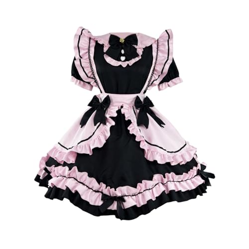 NPXUAMTJ Französisch Maid Kostüm Frauen Französische Maid Kostüm Kleid Uniform Für Halloween Cosplays Maid Kleid Stirnbänder Maid Apron von NPXUAMTJ