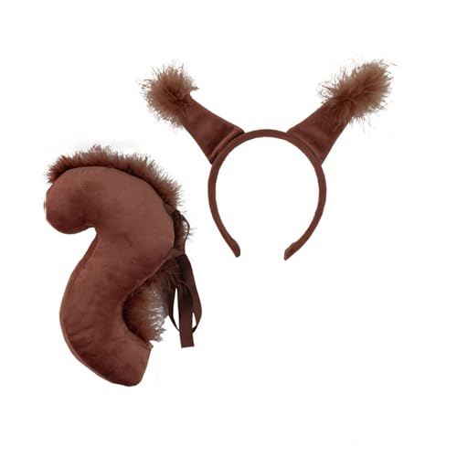 NPXUAMTJ Halloween Eichhörnchen Cosplay Kostüme Set Eichhörnchen Stirnband Schwanz Halloween Tierkleid Kostüm Zum Geburtstag Für Kinder Erwachsene von NPXUAMTJ