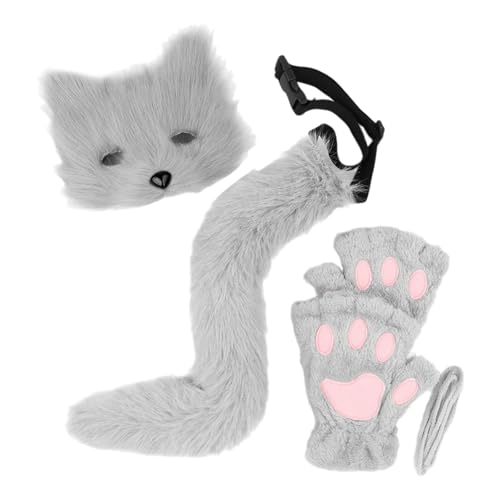 NPXUAMTJ Halloween Foxes Cosplay Set Dress Up Kostüm Enthält Gesichtsschutz Schwanzhandschuhe Für Erwachsene Cosplay Party Halloween von NPXUAMTJ