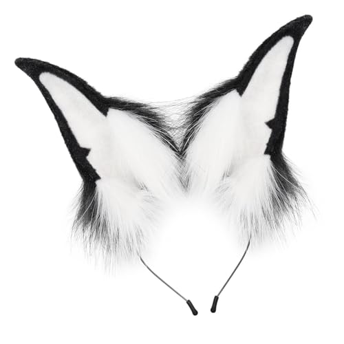 NPXUAMTJ Handgefertigte Kunstpelze Katzen Wolf Füchse Hund Ohren Stirnband Halloween Cosplay Party Kostüm Pelzige Tierhaar Hoop Geschenk Katzen Füchse Wolf Stirnband Und Schwanz von NPXUAMTJ