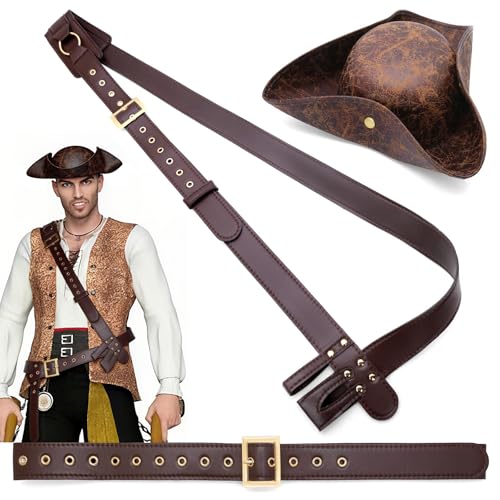 NPXUAMTJ Historische Piraten Rollenspiel Outfit 3 Teilige Set Verstellbare Gürtel Und Hutkostümzubehör Für Halloween Themen Event Pirate Movie Requisiten Gürtelhut NPXUAMTJ Historische Piraten Rollenspiel Outfit 3 Teilige Set Verstellbare Gürtel Und Hutkostümzubehör Für Halloween Themen Event Pirate Movie Requisiten Gürtelhut von NPXUAMTJ
