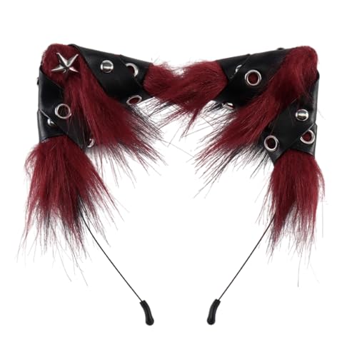 NPXUAMTJ Katzen Füchse Kunstpelze Ohren Stirnband Halloween Kostüm Cosplay Kostüm Handgefertigtes Pelziges Tierhaar Hoop Kid Erwachsener Katzen Füchse Wolf Stirnband Und Schwanz von NPXUAMTJ