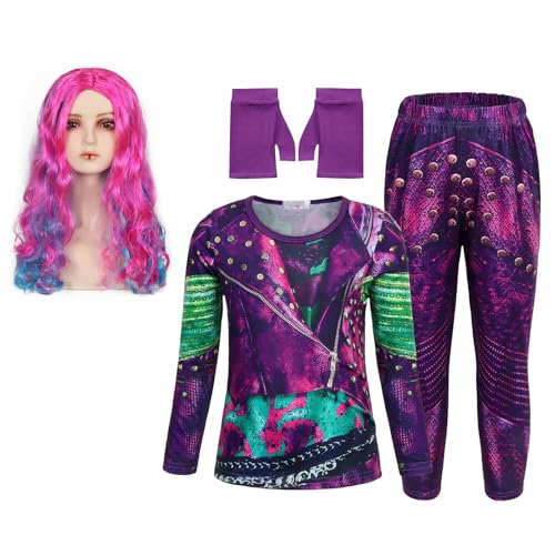 NPXUAMTJ Kinder Mädchen Verkleidet Mal Kostüm Nachkommen Kostüm Nachkommen Isles Des Lost Deluxe Für Halloween Cosplay Cosplay Halloween Kostüme von NPXUAMTJ