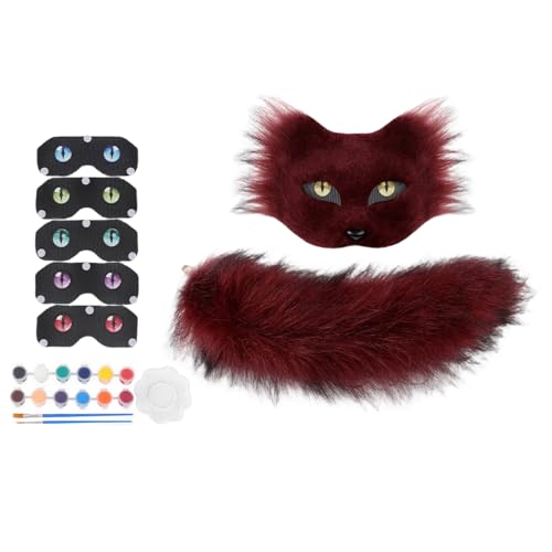 NPXUAMTJ Künstler Unbemalten Katzen Gesichtsmaske Und Pelzig von NPXUAMTJ
