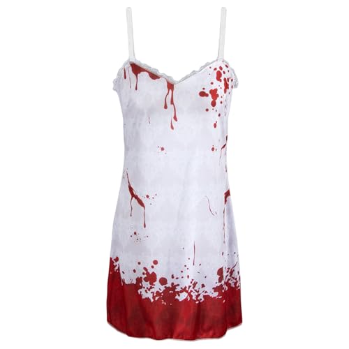 NPXUAMTJ Nachthemd Kleid Prom Queens Flügel Stirnband Bouquet Bloody Proms Queens Kostümzubehör Halloween Kostüm Kits Halloween Cosplay Kostüm von NPXUAMTJ