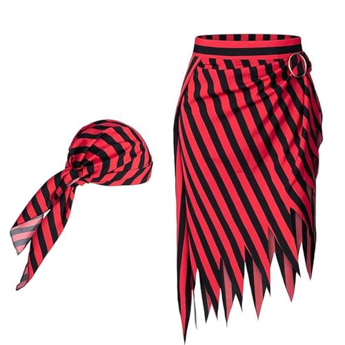 NPXUAMTJ Piraten-Bandana, Kopftuch, Rock für Damen und Herren, Halloween, Kapitän-Kostüm, Zubehör, Outfits, Piratenkostüm von NPXUAMTJ