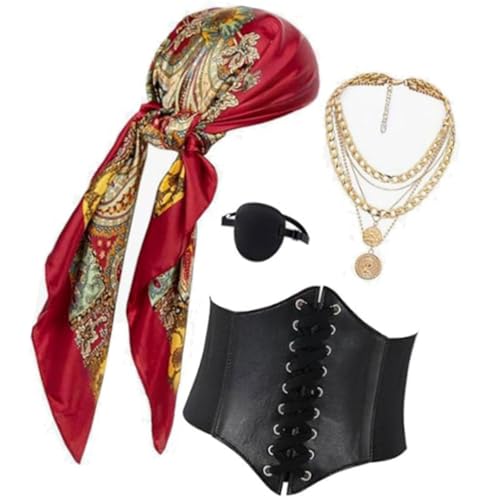 NPXUAMTJ Piraten Kostümzubehör Set Pirat Bandana Mittelalterlicher Korsett Augenflecken Halskette Halloween Pirate Outfits Cosplay Halloween Kostüm NPXUAMTJ Piraten Kostümzubehör Set Pirat Bandana Mittelalterlicher Korsett Augenflecken Halskette Halloween Pirate Outfits Cosplay Halloween Kostüm von NPXUAMTJ