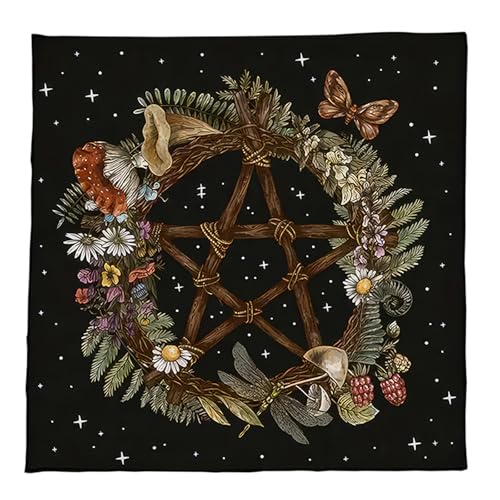 NPXUAMTJ Star Plant Muster Astrologie Tischdecke Tarots Gottesdurchschnitt Tischdecke Altars Stoff Göttlichkeit Brettspiel Accessoire Sterns Muster Tarots Karte Spirituelle Decktuch von NPXUAMTJ